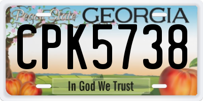 GA license plate CPK5738