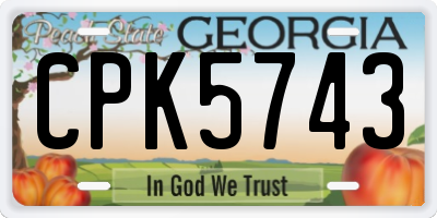 GA license plate CPK5743