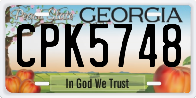 GA license plate CPK5748