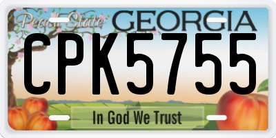 GA license plate CPK5755