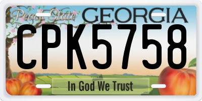GA license plate CPK5758