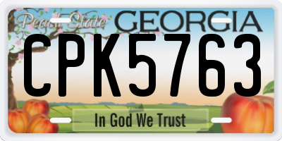 GA license plate CPK5763