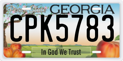 GA license plate CPK5783