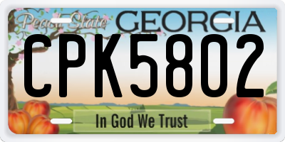 GA license plate CPK5802