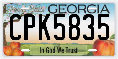 GA license plate CPK5835