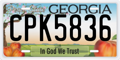 GA license plate CPK5836