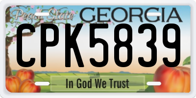 GA license plate CPK5839