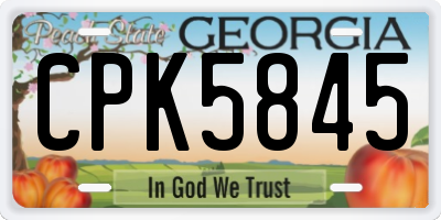 GA license plate CPK5845