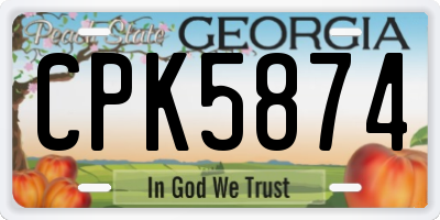 GA license plate CPK5874
