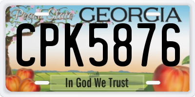 GA license plate CPK5876