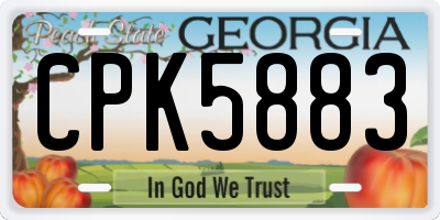 GA license plate CPK5883