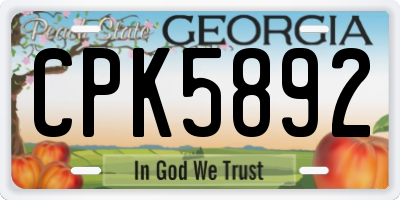 GA license plate CPK5892