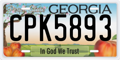 GA license plate CPK5893