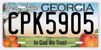 GA license plate CPK5905