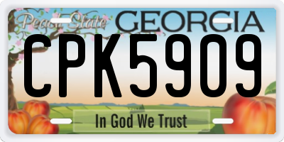GA license plate CPK5909