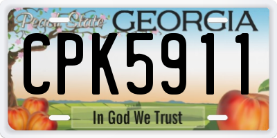 GA license plate CPK5911