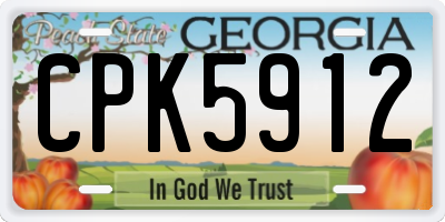 GA license plate CPK5912