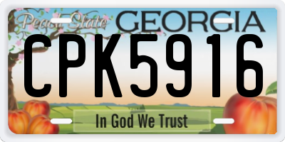 GA license plate CPK5916