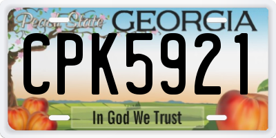 GA license plate CPK5921