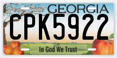 GA license plate CPK5922