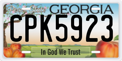 GA license plate CPK5923