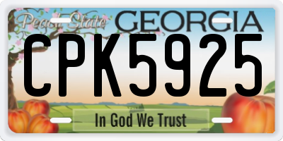GA license plate CPK5925