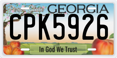 GA license plate CPK5926