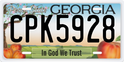 GA license plate CPK5928