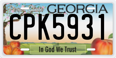 GA license plate CPK5931