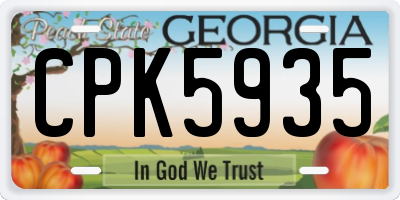 GA license plate CPK5935