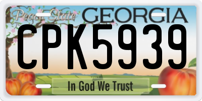 GA license plate CPK5939