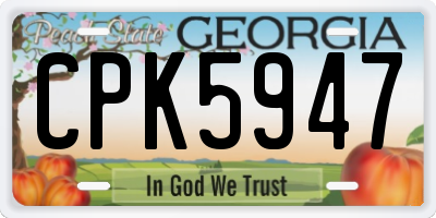 GA license plate CPK5947