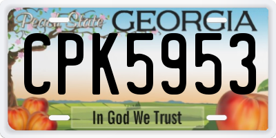 GA license plate CPK5953