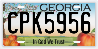 GA license plate CPK5956