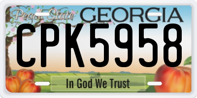 GA license plate CPK5958