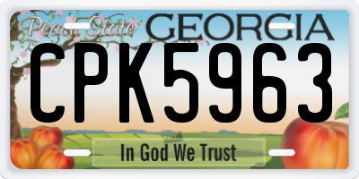 GA license plate CPK5963