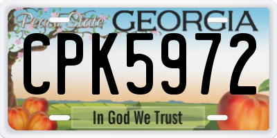 GA license plate CPK5972