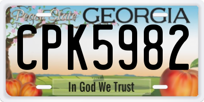 GA license plate CPK5982