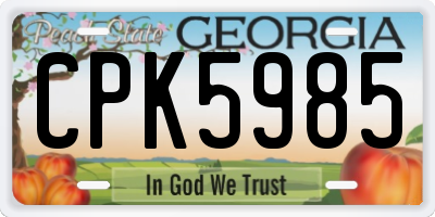 GA license plate CPK5985