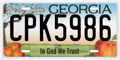 GA license plate CPK5986