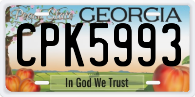 GA license plate CPK5993