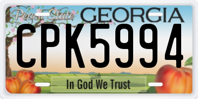 GA license plate CPK5994