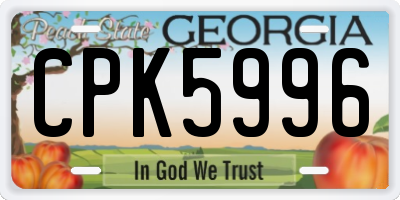 GA license plate CPK5996