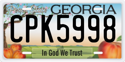 GA license plate CPK5998