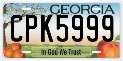 GA license plate CPK5999