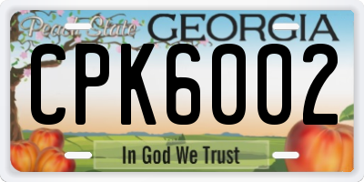GA license plate CPK6002