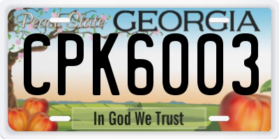 GA license plate CPK6003