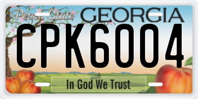 GA license plate CPK6004
