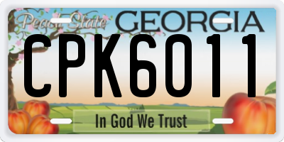 GA license plate CPK6011
