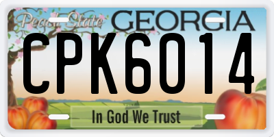 GA license plate CPK6014